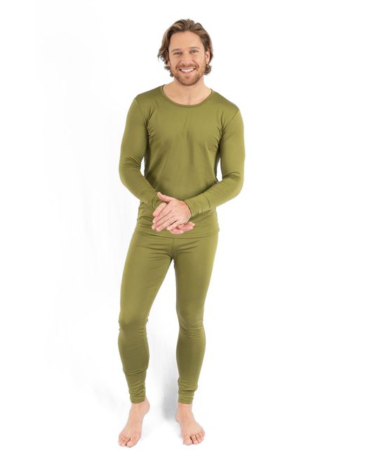 Leveret Green Solid Thermal Pajama Set for men