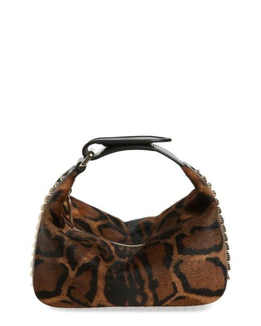Christian Louboutin Brown Funky Dopp Bengali Print Genuine Calf Hair Top Handle Pouch