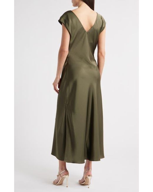 Sam Edelman Gathered Satin Dress in Green | Lyst Sam Edelman Gathered Satin Dress in Green | Lyst