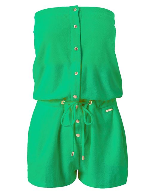 Melissa Odabash Green Strapless Terry Cloth Cover-up Romper