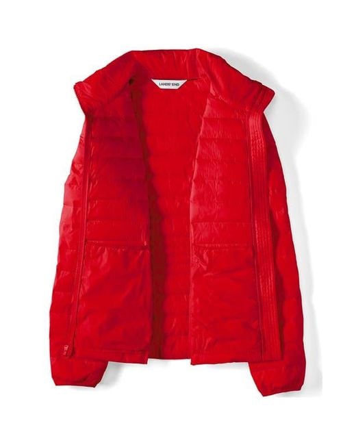 Lands' End Red Wanderweight Ultralight Packable Down Jacket