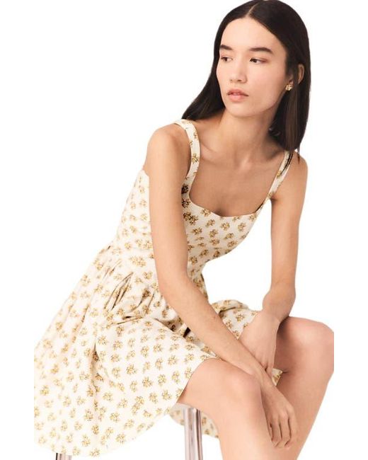 Maje Natural Short Flared Patterned Dress