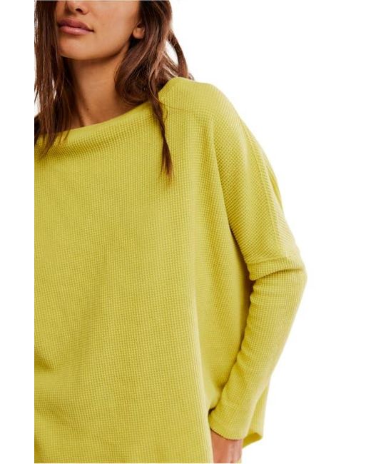 Free People Yellow Latte Oversize Thermal Top