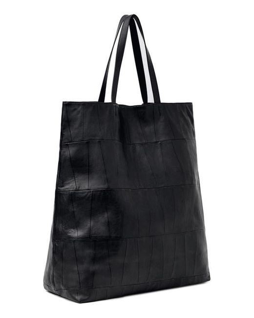 Mango Black Patchwork Leather Shopper Bag