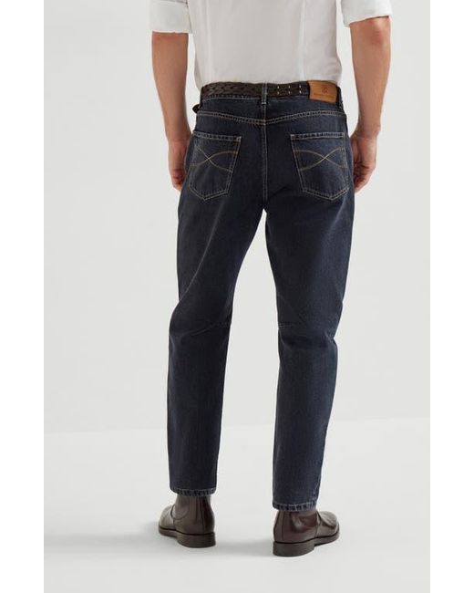Brunello Cucinelli Blue Leisure Fit Five-Pocket Trousers for men