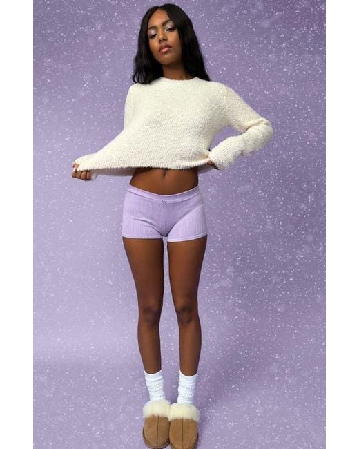 Florence By Mills White Crop Crewneck Sweater