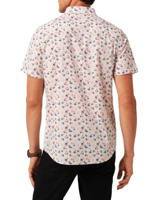 Travis Mathew White Something New Floral Short Sleeve Stretch Cotton Blend Button-Up Shirt for men