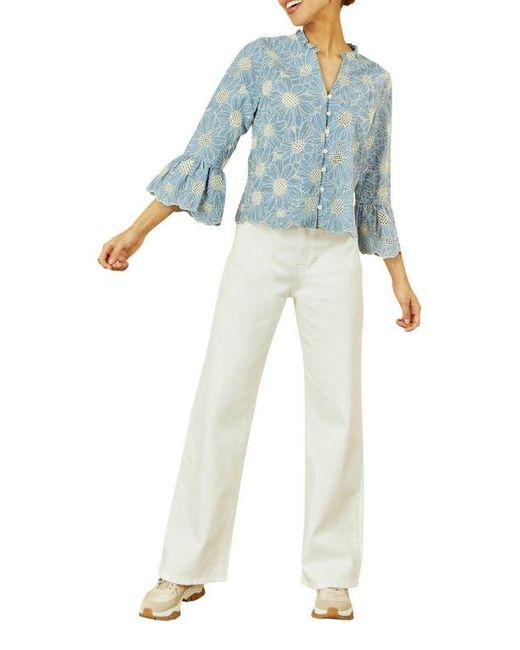 Yumi' Blue Daisy Broderie Shirt