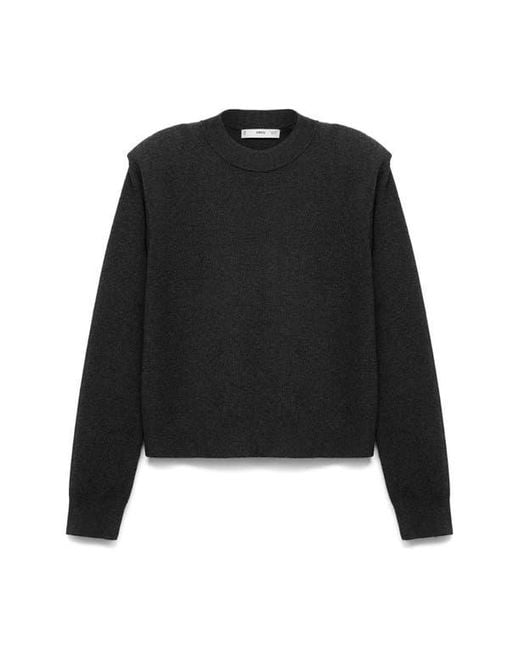 Mango Black Crewneck Cotton & Wool Blend Sweater