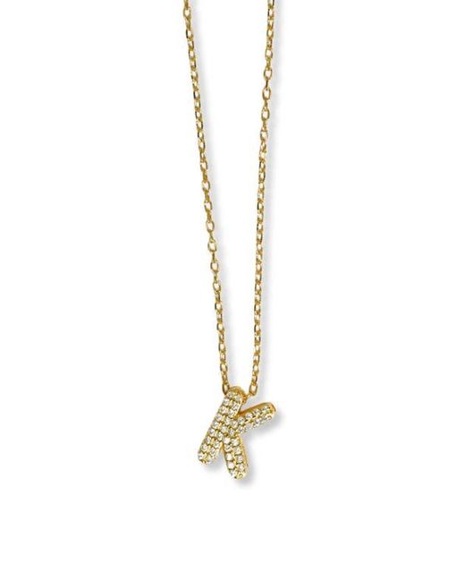 Argento Vivo Sterling Silver Metallic Cubic Zirconia Bubble Inital Pendant Necklace