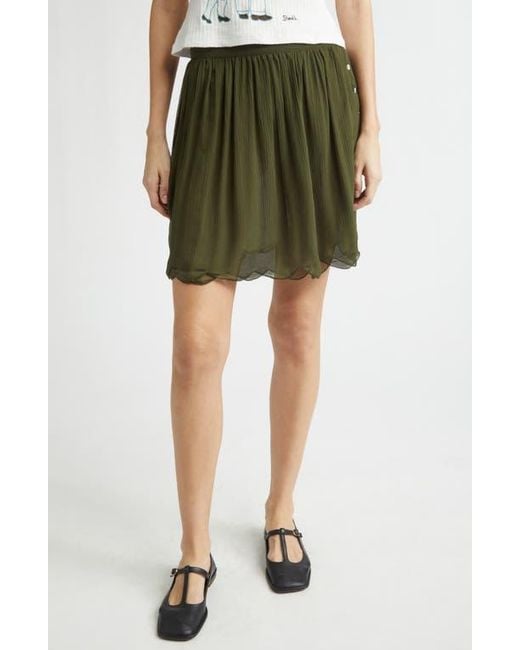 Bode Green Mab Button Silk Georgette Skirt