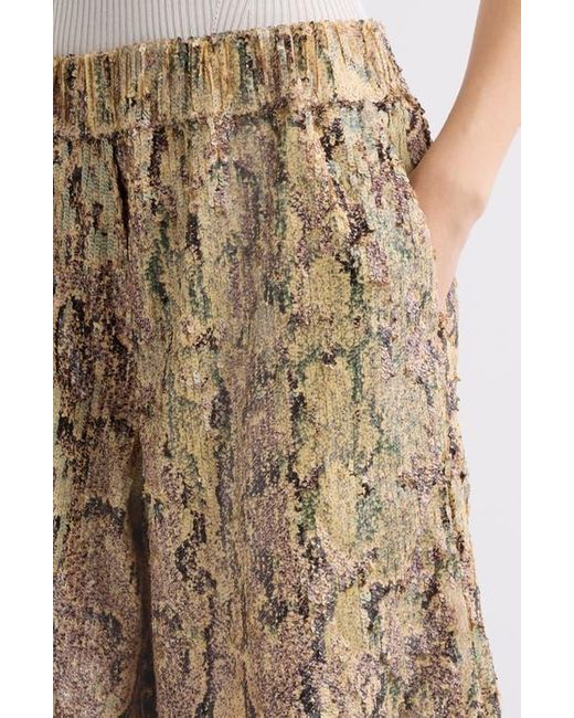 Dries Van Noten Natural Pomy Snakeskin Print Sequin Shorts