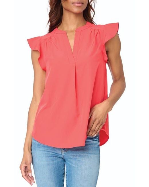 Gibsonlook Red Flutter Sleeve Top