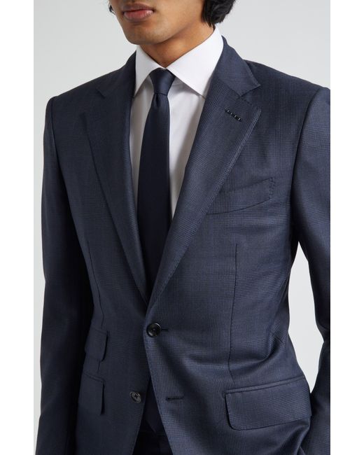 Tom Ford Blue O'connor Prince Of Wales Virgin Wool Blend Suit for men