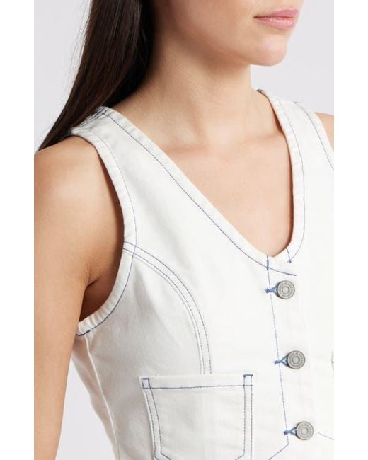Hidden Jeans White Crop Denim Vest