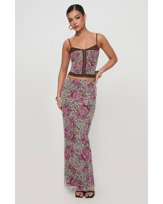 Princess Polly Pink Colton Floral Leopard Mesh Corset Camisole