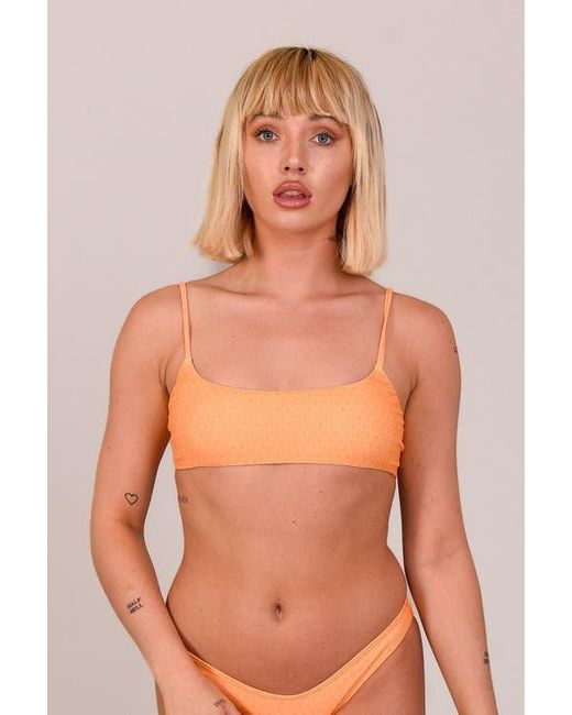 OOSC Orange Tangerine Squeeze Lace Up Crop Bikini Top