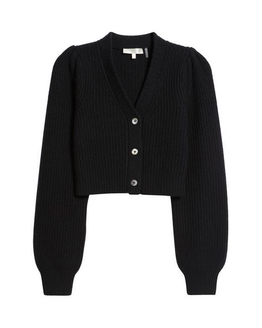 LoveShackFancy Black Avignon Wool & Cashmere Crop Cardigan