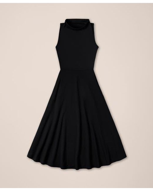 Pact Organic Cotton Fit & Flare Cowl Neck Dress in Black | Lyst