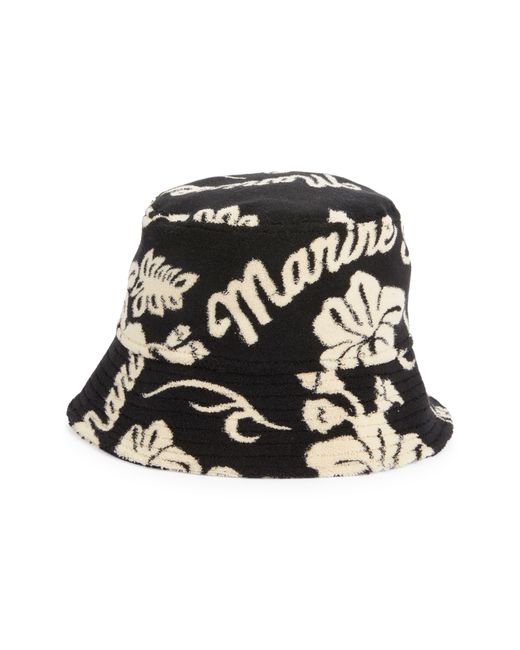 MARINE SERRE Black Logo Terry Cloth Bucket Hat