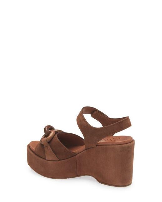 Pedro Garcia Brown Lady Ankle Strap Platform Wedge Sandal