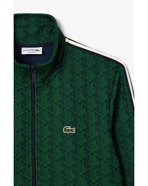 Lacoste Green Logo Monogram Stripe Track Jacket for men