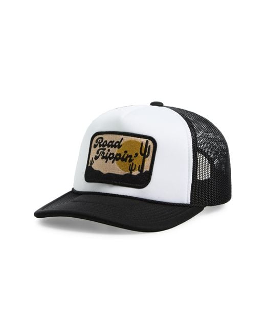 Local Beach Black Road Trippin' Patch Snapback Trucker Hat for men