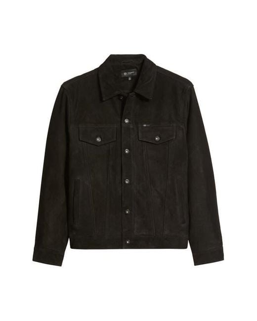 AG Jeans Black Dart Suede Trucker Jacket for men
