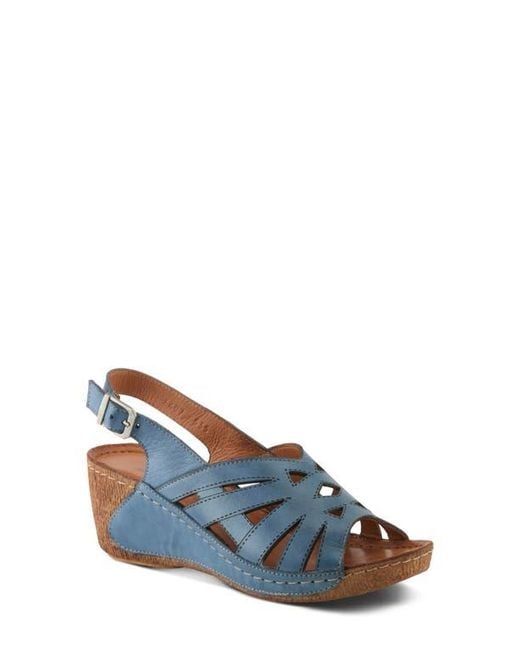 Spring Step Blue Cathy Wedge Sandal