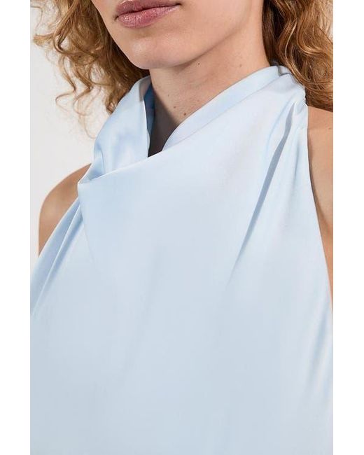Karen Millen Blue Woven Satin Maxi Dress