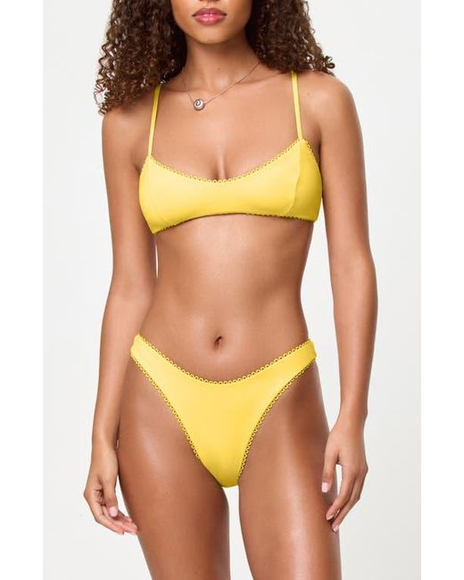 LSPACE Orange Whimsy Bikini Top