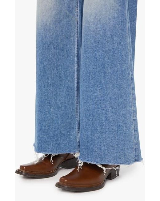 Mother Blue The Tomcat Swisher Sneak Frayed Wide Leg Jeans
