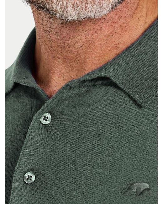Raging Bull Green Long Sleeve Knitted Polo Shirt for men