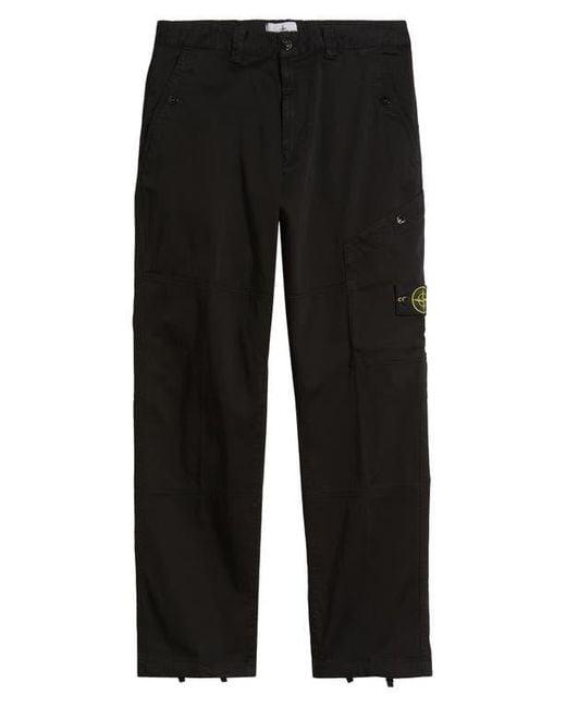Stone Island Black Regular Fit Stretch Cotton Cargo Pants for men