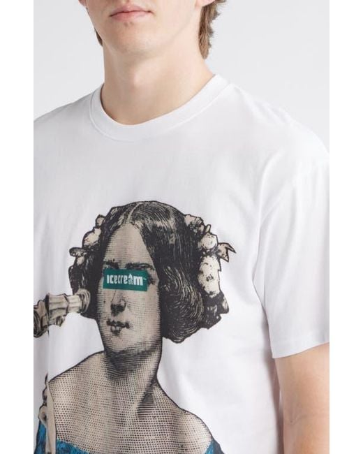 ICECREAM White Opera Graphic T-Shirt for men