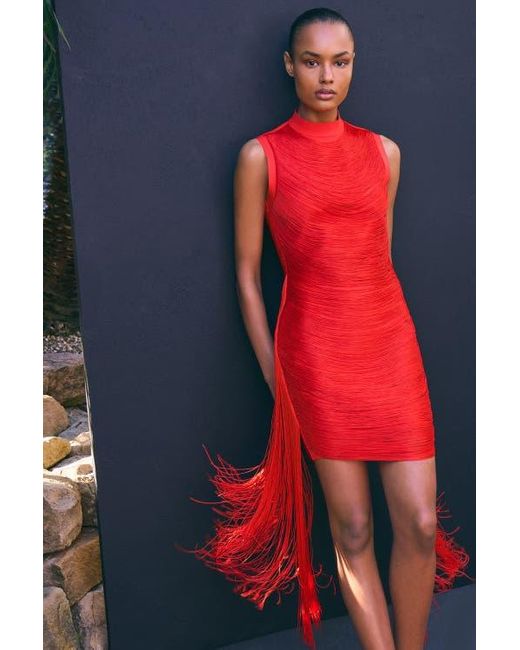 Karen Millen Red Knit Tassel Mini Dress