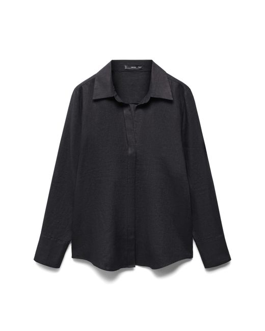 Mango Black Button-up Linen Shirt