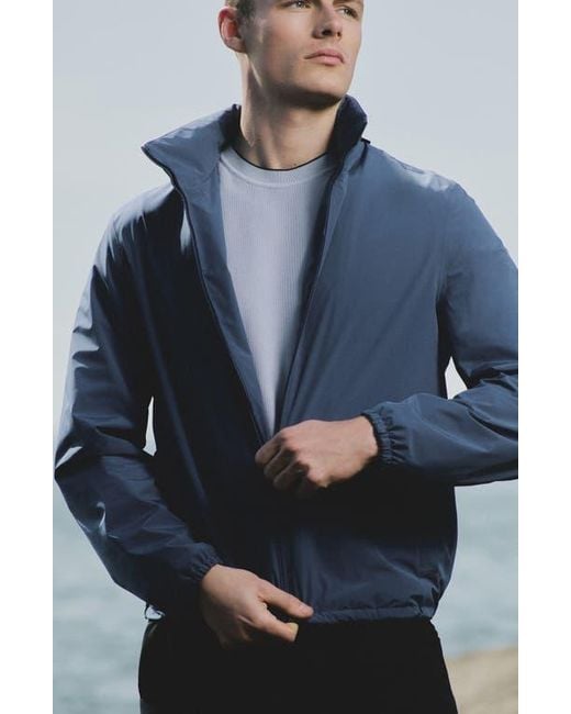 Mango Blue Waterproof Zip Front Jacket for men