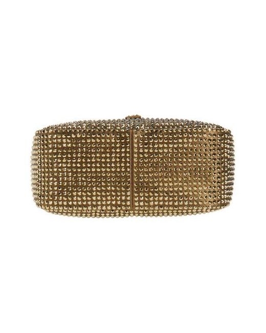 Saint Laurent Brown Mini Le 5 À 7 Crystal Embellished Shoulder Bag