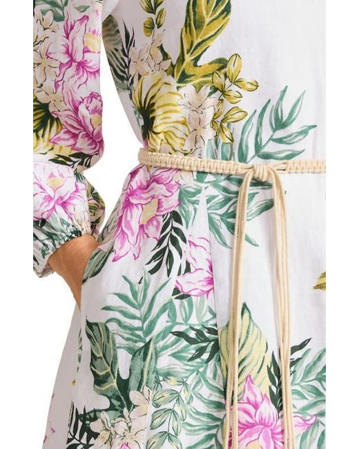 Tommy Bahama Blue Petal Of Luxury Long Sleeve Linen Dress