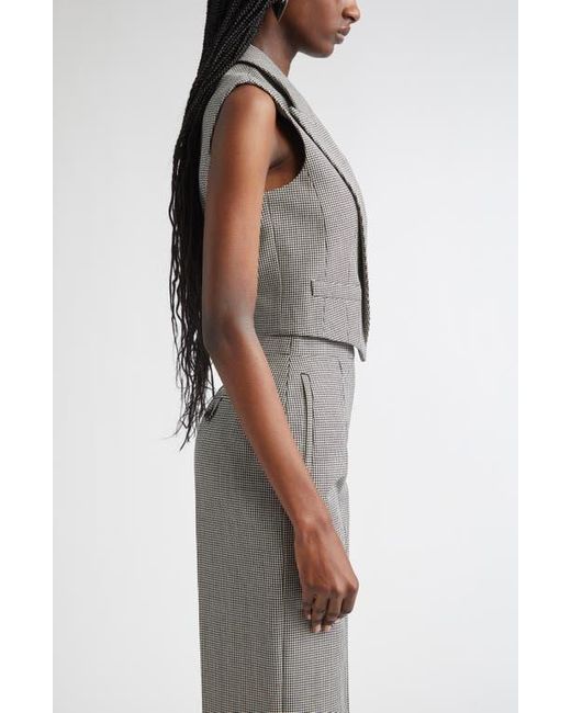 McQueen Houndstooth Wool & Mohair Vest in Gray | Lyst