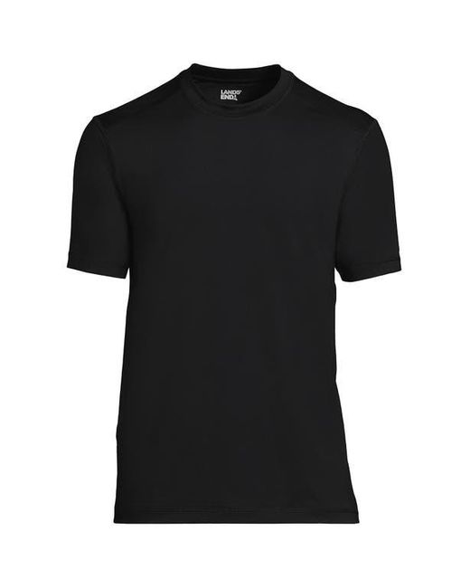 Lands' End Black Short Sleeve Swim Tee Rash Guard for men