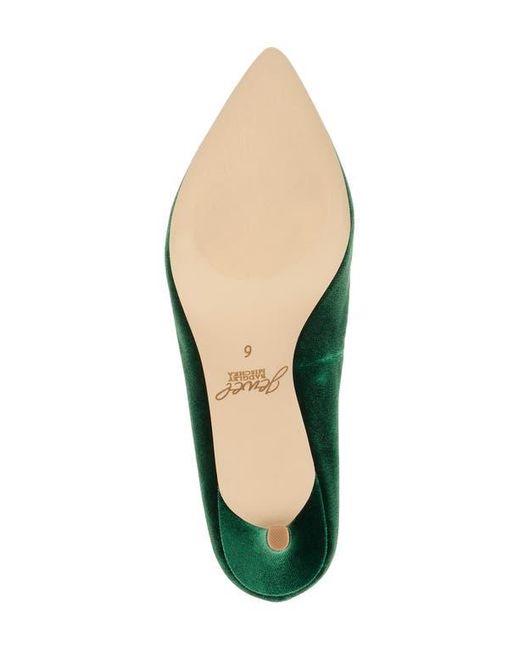 Badgley Mischka Green Enola Pointed Toe Kitten Heel Pump