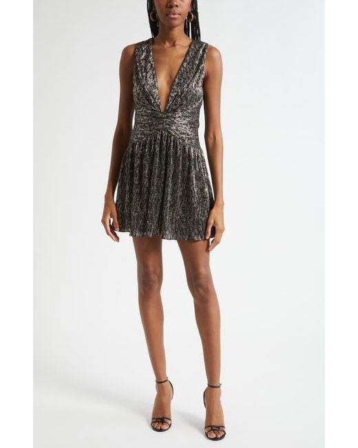 Ramy Brook Black Judy Metallic Plunge Cocktail Minidress