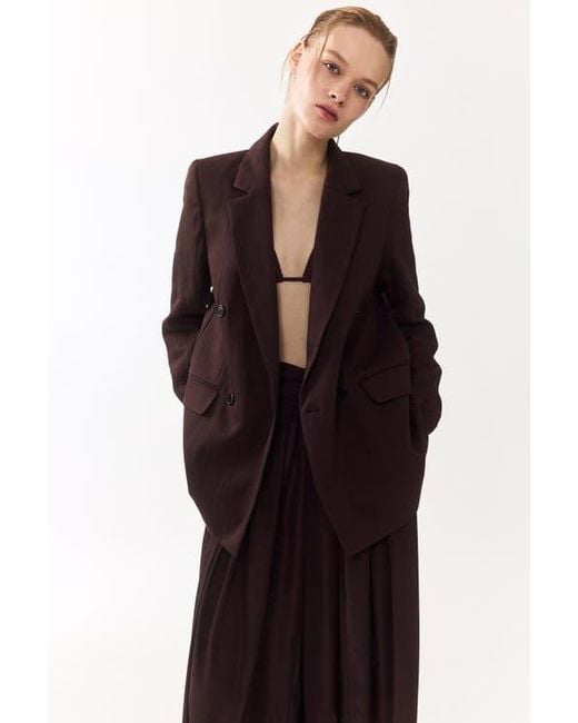 H&M Brown Double-Breasted Blazer