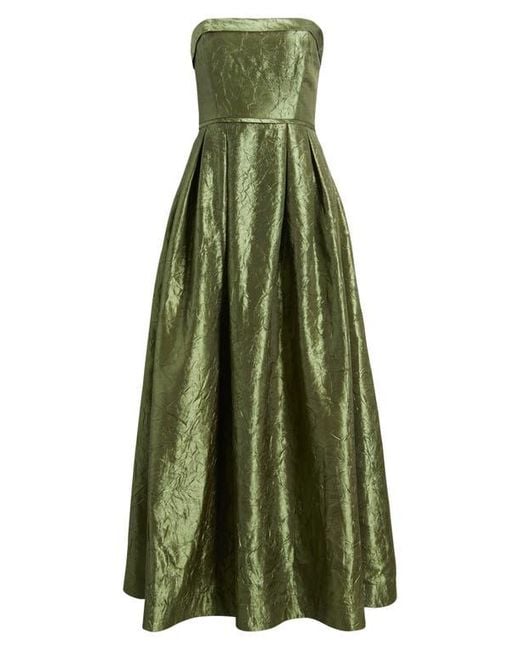 Tahari Crushed Taffeta Strapless Gown in Green | Lyst
