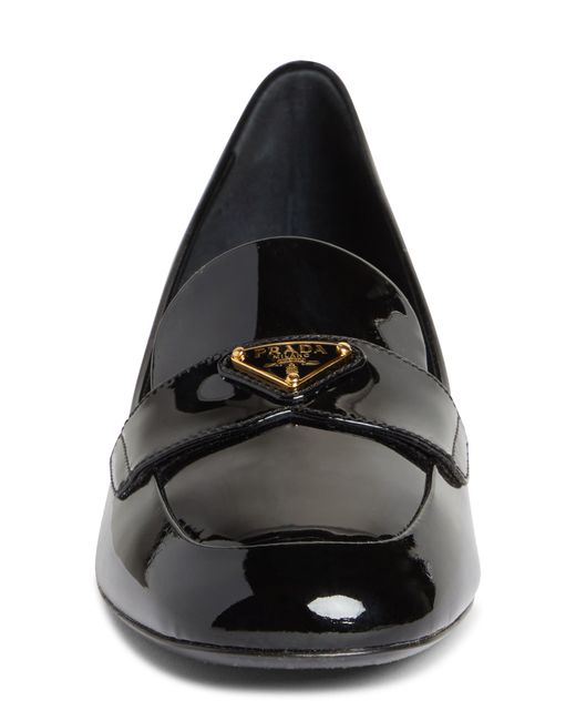 Prada Black Triangle Logo Loafer Pump
