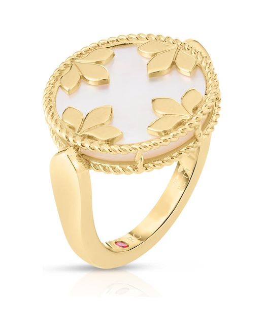 Roberto Coin Metallic Venetian Medallion Reversible Mother-Of-Pearl/Diamond Ring