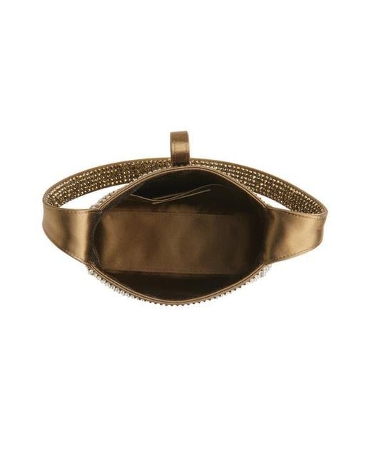 Saint Laurent Brown Mini Le 5 À 7 Crystal Embellished Shoulder Bag