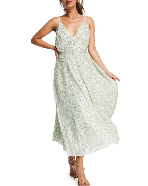 asos green embellished dress